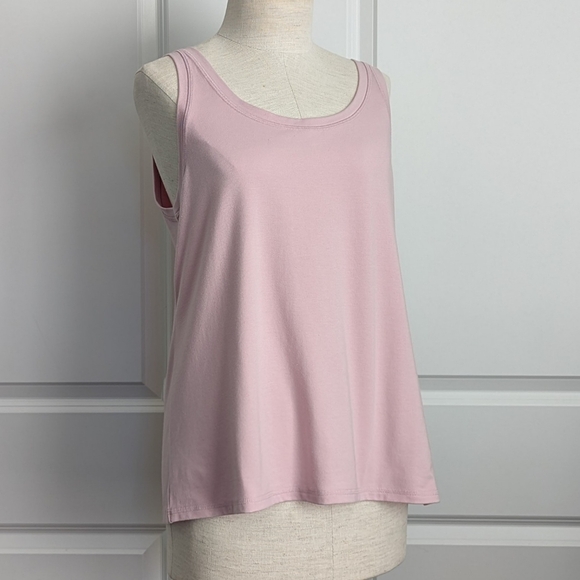 Eileen Fisher Tank Organic Cotton Stretch Jersey Scoop Neck Light Plum L NWT - Picture 4 of 12